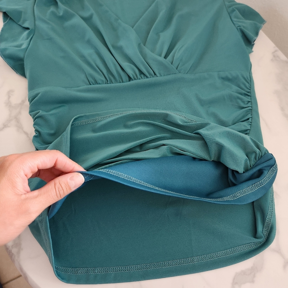 Grace Karin Small Emerald Wrap Blouse Elegant & Flattering - Picture 16 of 16